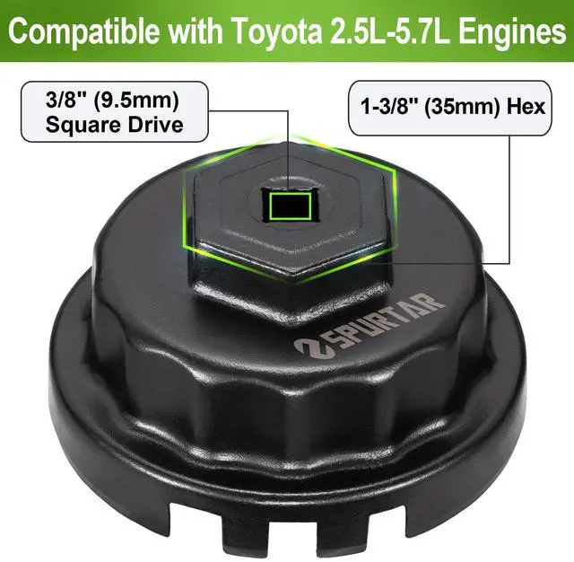 Alt view image 5 of 7 - Oil Filter Wrench for Toyota Oil Filter Removal Tool 64mm 4 Slots | Cap Style for Lexus, Camry, 4 Runner, RAV4, Tundra, Tacoma, Highlander, Sienna, Sequoia, Avaion, Venza 2.5-5.7L Engine