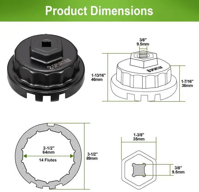 Alt view image 7 of 7 - Oil Filter Wrench for Toyota Oil Filter Removal Tool 64mm 4 Slots | Cap Style for Lexus, Camry, 4 Runner, RAV4, Tundra, Tacoma, Highlander, Sienna, Sequoia, Avaion, Venza 2.5-5.7L Engine