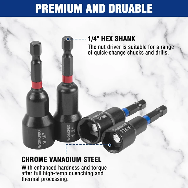 Alt view image 3 of 7 - 39 PCS Magnetic Nut Driver Set, Impact Driver Bit 1/4" Hex Shank SAE & Metric Cr-V Steel Power Nut Drivers with Impact Socket Adapters, Screwdriver Bits, Bit Holder, Sturdy Tool Box
