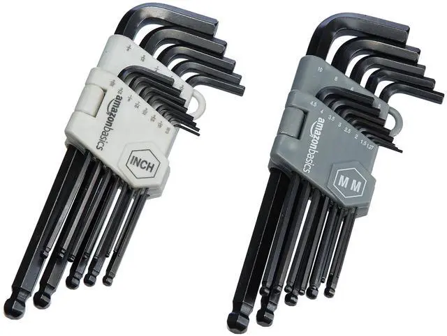 Main image of Hex Key Allen Wrench, Long Arm, Ball End, Metric and Standard Sizes, Chrome Vanadium Steel, 26-Piece with Storage Case