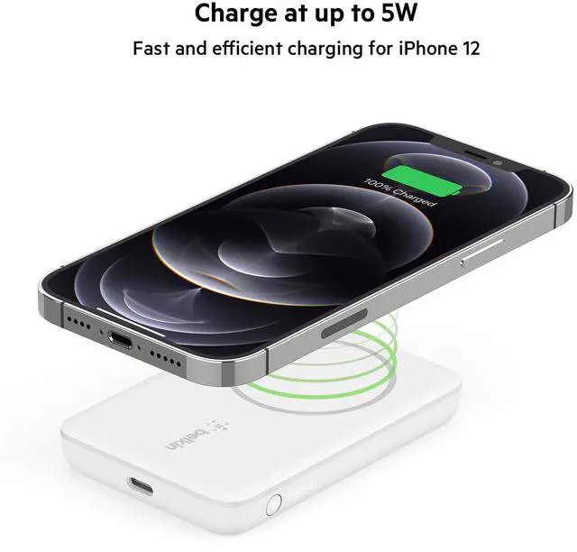 Alt view image 5 of 7 - Portable Charger, MagSafe Charger Wireless Power Bank - 7.5W Wireless Charger - Portable Magnetic Battery Pack - iPhone 16, 15, 14, 13, Plus, Pro, Max, AirPods, Google Pixel 10, etc. - White