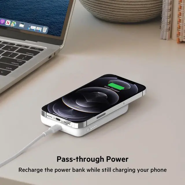 Alt view image 7 of 7 - Portable Charger, MagSafe Charger Wireless Power Bank - 7.5W Wireless Charger - Portable Magnetic Battery Pack - iPhone 16, 15, 14, 13, Plus, Pro, Max, AirPods, Google Pixel 10, etc. - White