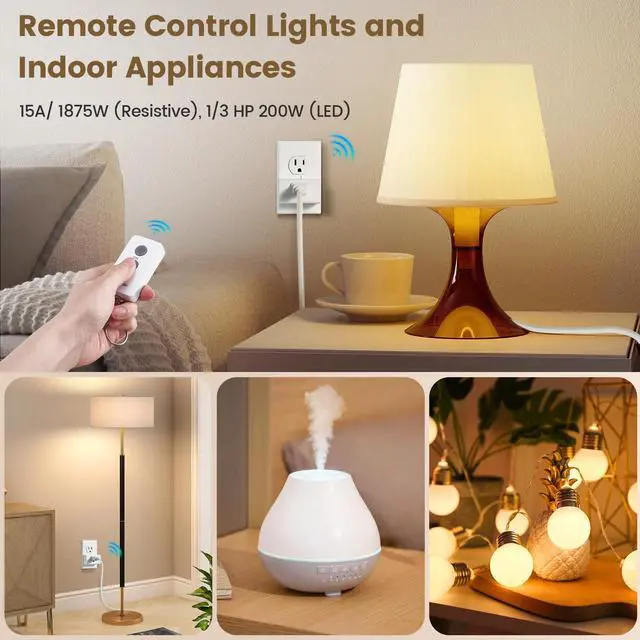 Alt view image 5 of 7 - Remote Control Outlet Plug, Wireless Light Switch, 100ft RF Range