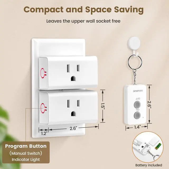 Alt view image 4 of 7 - Remote Control Outlet Plug, Wireless Light Switch, 100ft RF Range