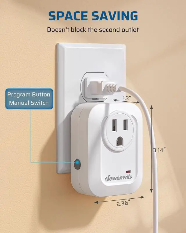 Alt view image 6 of 7 - Remote Control Outlet, Wireless Light Switch for Lamps, Fans, Household Appliances, Up to 100FT Range, Programmable Remote Outlet Switch, White
