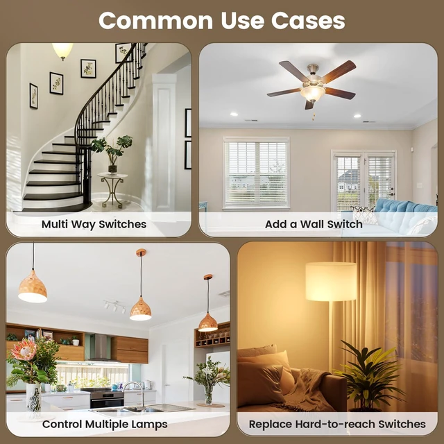 Alt view image 6 of 7 - Upgrade Antenna 3 Way Wireless Light Switch Kit, No Wall Wiring | Stable RF Signal in Metal Boxes, 100 ft Range, 15A Decorator Rocker Remote Light Switch with Receiver, Neutral Wire Required