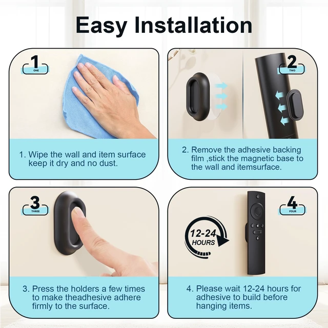 Alt view image 3 of 7 - Magnetic Silicone Remote Control Holder Wall Mount for TV Fan 6 Pack Black | Upgraded Silicone Remote Caddy, Self-Adhesive, Remotes Control Organizer Storage, Home Office Air Conditioner Remote Holder