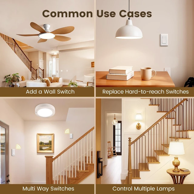 Alt view image 6 of 7 - Wireless Light Switch and Receiver Kit, 15A RF Remote Control | Single Pole, No Wiring, No Interference, 100 ft Range, Expandable Remote Switch for Ceiling Lamp & Fan, Neutral Wire Required