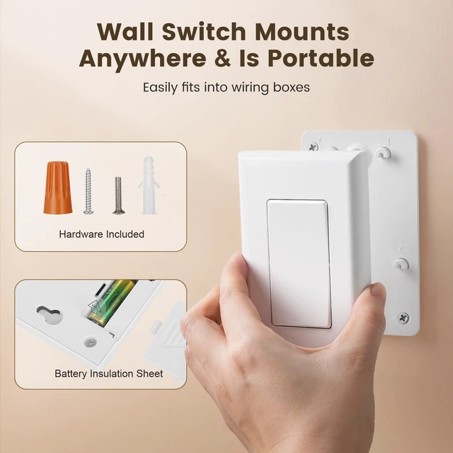 Alt view image 7 of 7 - Wireless Light Switch and Receiver Kit, 15A RF Remote Control | Single Pole, No Wiring, No Interference, 100 ft Range, Expandable Remote Switch for Ceiling Lamp & Fan, Neutral Wire Required