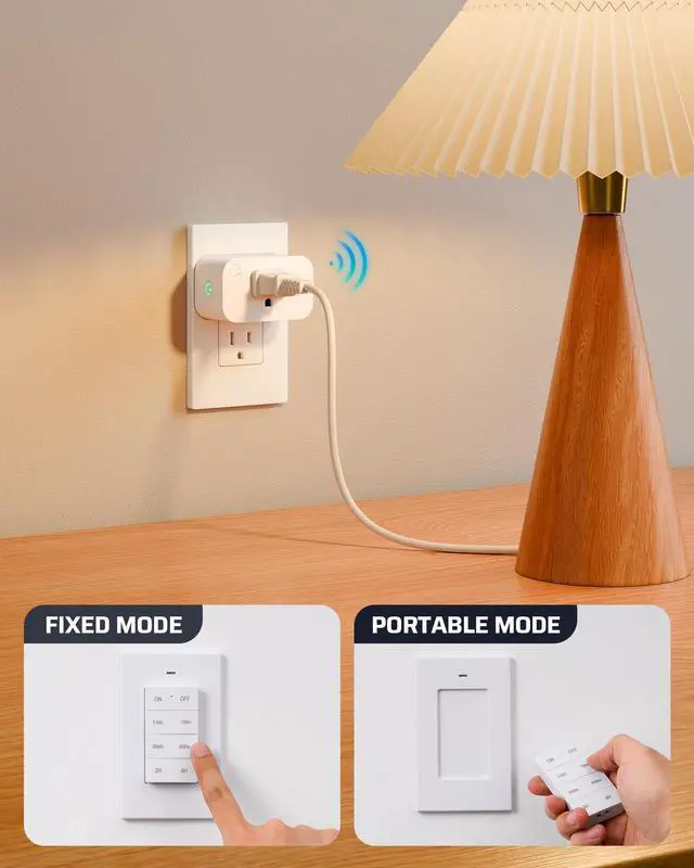 Alt view image 3 of 7 - Indoor Outlet Timer with Remote, 100FT Remote Control Outlet with 5/15/30/60Min & 2/4Hrs Countdown, 15A/1875W Light Timer for Lamps, Fans, Household Appliance
