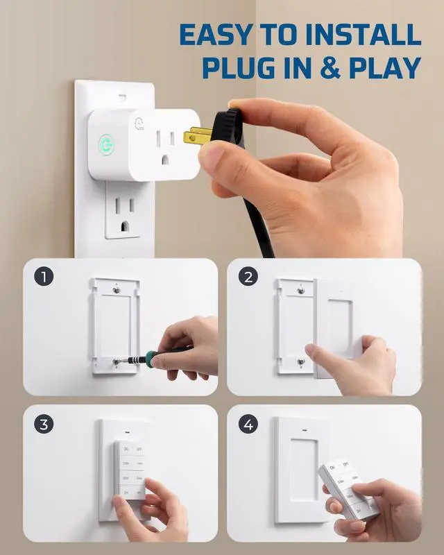 Alt view image 5 of 7 - Indoor Outlet Timer with Remote, 100FT Remote Control Outlet with 5/15/30/60Min & 2/4Hrs Countdown, 15A/1875W Light Timer for Lamps, Fans, Household Appliance