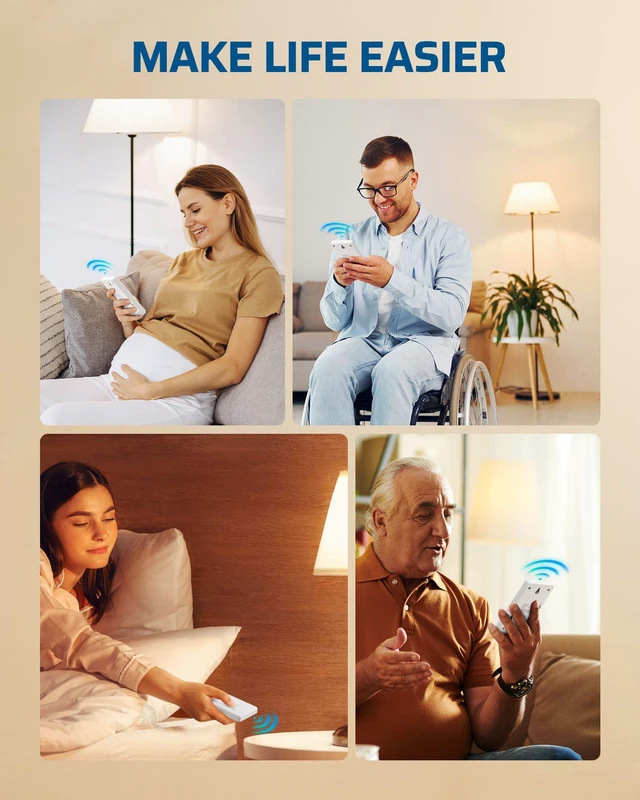 Alt view image 6 of 7 - Remote Control Outlet Plug, 15A/1875W Wireless Light Switch 1 Remote & 1 Outlet, 100FT RF Signal, No Wiring Needed, 125V/60Hz, Ideal for Lamps, Lights, Household Appliances
