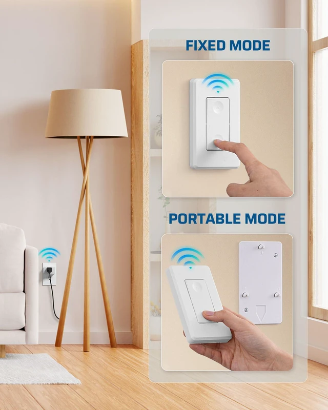 Alt view image 4 of 7 - Remote Control Outlet Plug, 15A/1875W Wireless Light Switch 1 Remote & 1 Outlet, 100FT RF Signal, No Wiring Needed, 125V/60Hz, Ideal for Lamps, Lights, Household Appliances