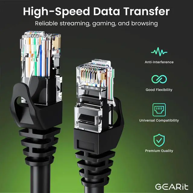 Alt view image 3 of 7 - Cat 6 Ethernet Patch Cable 0.5 ft Black (10 Pack) - Cat6 Patch Cables 0.5 ft Black/Ethernet Patch Cable, 10Gbps 24AWG Pure Copper, Snagless RJ45 for Router, Switch, PC, PS5, Server