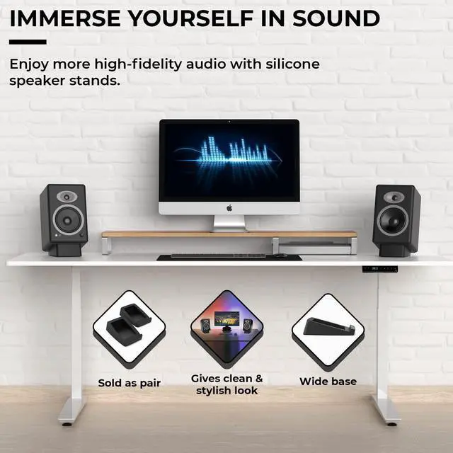 Alt view image 3 of 7 - Desktop Speaker Stands Wedge for Medium Speakers, Anti Vibration Silicone Angled Riser for Computer, Bookshelf, and Studio, Compatible with A5+, HD4, HD6, P4, HDP6 and More