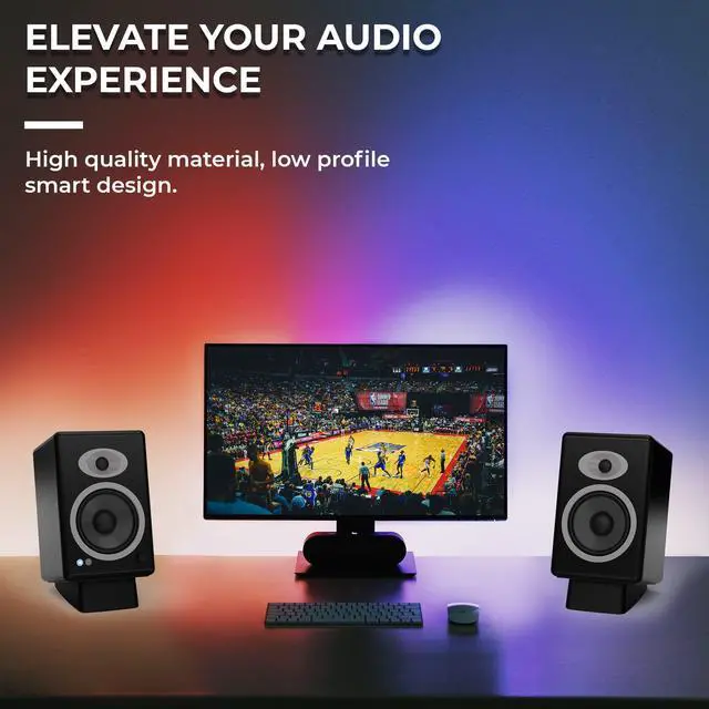 Alt view image 5 of 7 - Desktop Speaker Stands Wedge for Medium Speakers, Anti Vibration Silicone Angled Riser for Computer, Bookshelf, and Studio, Compatible with A5+, HD4, HD6, P4, HDP6 and More
