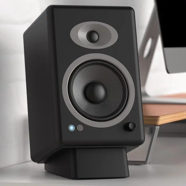 Alt view image 6 of 7 - Desktop Speaker Stands Wedge for Medium Speakers, Anti Vibration Silicone Angled Riser for Computer, Bookshelf, and Studio, Compatible with A5+, HD4, HD6, P4, HDP6 and More