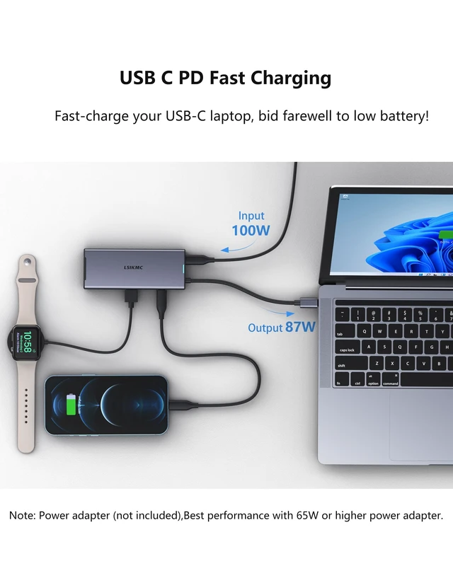 Alt view image 6 of 7 - Docking Station 3 Monitors, 7 in 1 USB-C Docking Station with Dual HDMI 4K@60Hz & Single DisplayPort (8K@30Hz/ 4K@144Hz), 100W PD, 10Gbps 3X USB, USB C Hub Compatible with Dell/HP/Lenovo and More