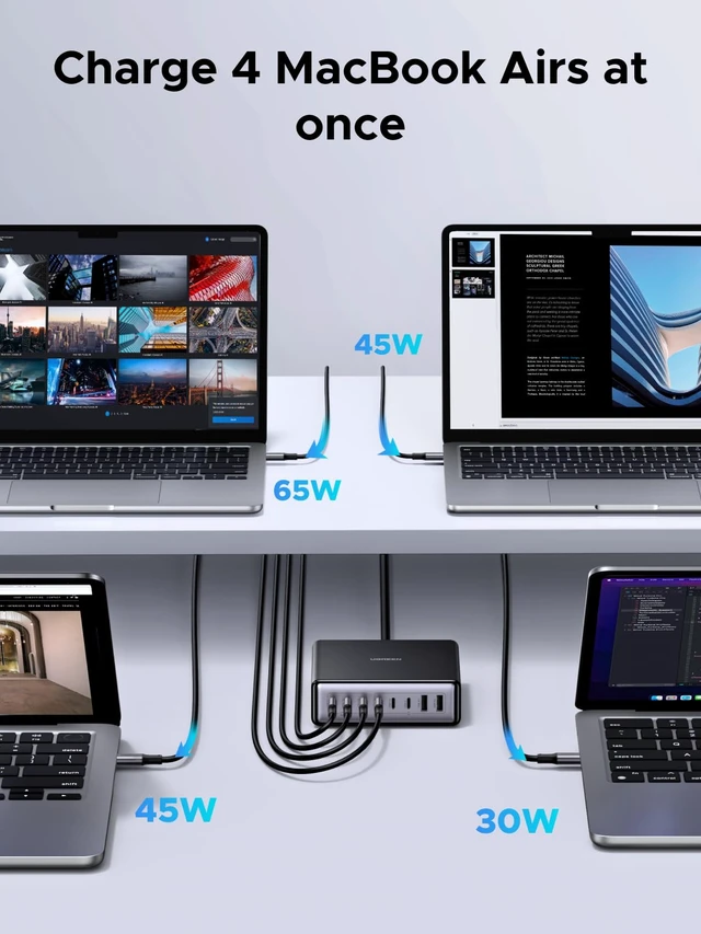 Alt view image 5 of 20 - UGREEN Nexode 200W GaN USB C Charging Station, 8-Port Desktop Charger with PD 100W for MacBook Pro 16"/Air, Dell XPS, iPad Pro, iPhone 17/16/15, Galaxy S25/S24, Pixel 10/9