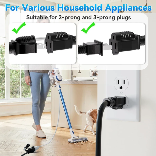 Alt view image 3 of 7 - 50 Feet Outdoor Extension Cord, SJTW 16AWG/13A Grounded Outlet Cord | NEMA 5-15P to NEMA 5-15R, Heavy Duty Power Cord For Home Office Use, ETL Listed