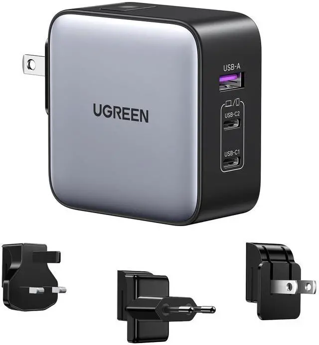 Main image of 65W USB C Travel Adapter, Foladable Fast GaN Charger with US/UK/EU 3 Plugs, 3-Port International Power Adapter for MacBook Air/Pro, Dell XPS, iPhone 17/16/15, iPad, Galaxy S25/S24, Steam Deck