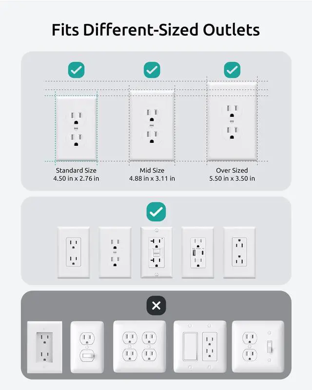 Alt view image 5 of 7 - Outlet Cover Extension Cord, Flat Plug Power Strip 6ft, 8 Outlets (4-2Pin)& 4 USB Ports (3 USB C), 13A/1625W, 1440J Surge Protector, Wall Mountable, Ideal for Home Improvement, Tight Spaces