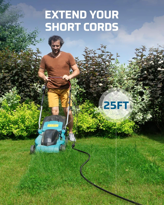 Alt view image 4 of 7 - 2Pack 25FT 15A Outdoor Extension Cord 14/3 SJTW Black, ETL Listed 3 Prong, Heavy Duty, Waterproof Power Cord for Indoor/Outdoor Appliances, Yard Devices, Home Owners, Gardeners