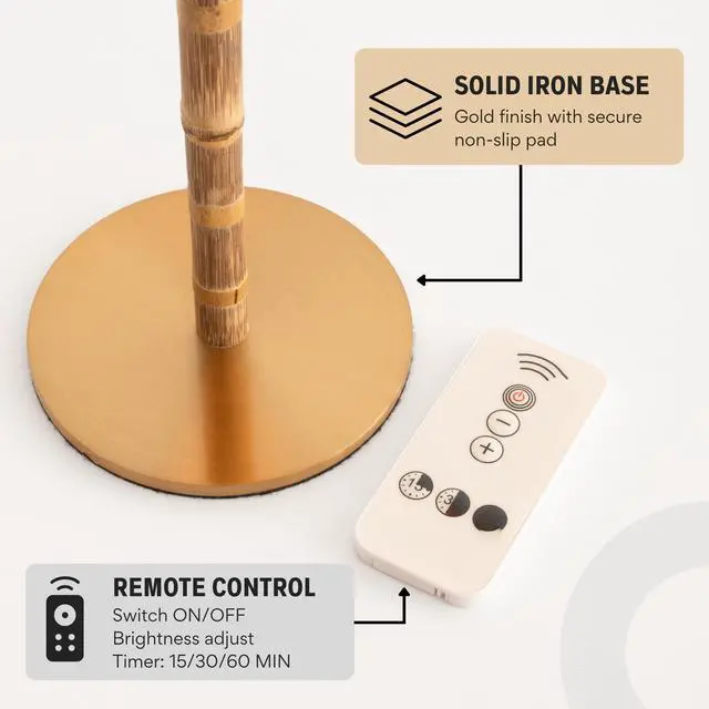 Alt view image 7 of 7 - Bamboo Cordless LED Table Lamp Rechargeable 24-Hour Battery, Dimmable Warm Light, 15" Portable Wireless Lamp with Remote for Indoor/Outdoor Use, Home, Patio, Restaurant Natural Rattan