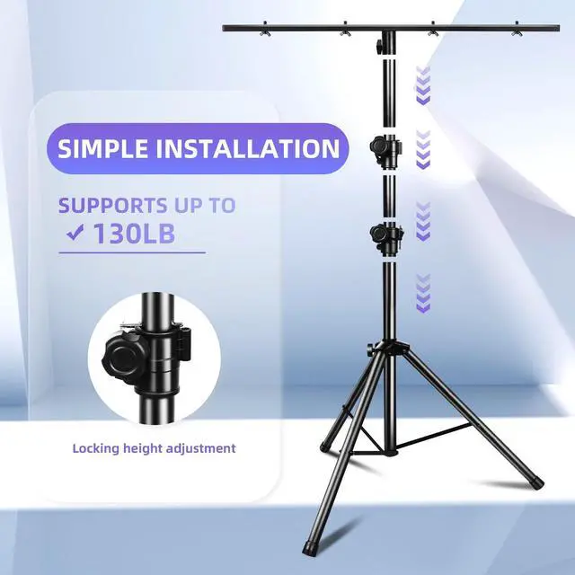 Alt view image 2 of 7 - DJ Light Stand for Par Lights, 48.8-114.1 inches Protable Tripod DJ Stand for Stage, Bar, Banquet, Party