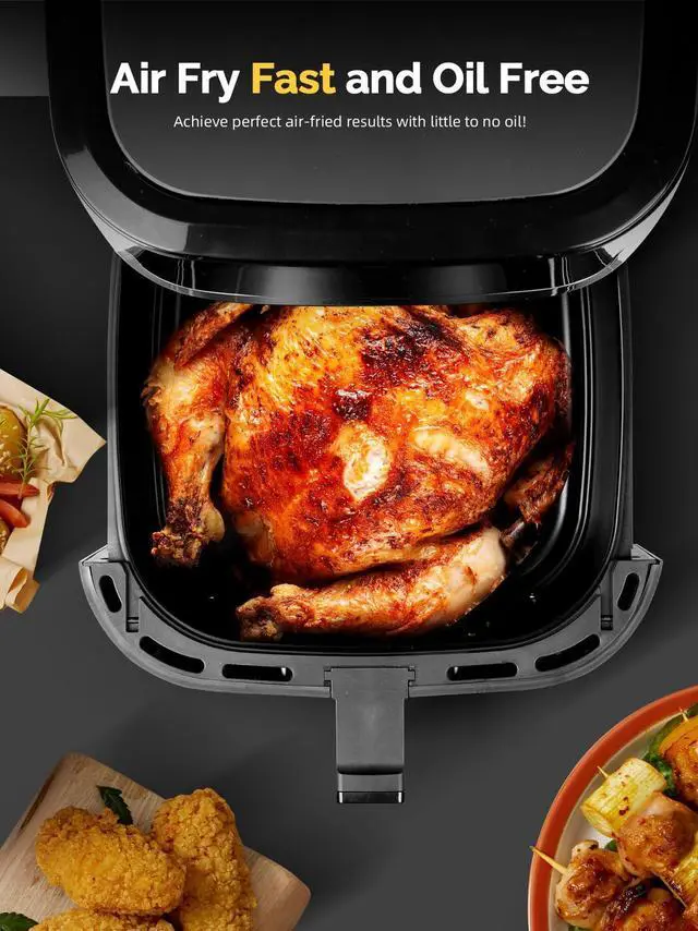 Alt view image 2 of 7 - 8.5QT Air Fryer, Family Size Digital Air Fryers, Nonstick Square Basket, Smart Touchscreen with 8-Preset, Air Frying, Reheat Leftovers, Party Food, Fast Cooking, Dishwasher-Safe, for Kitchen