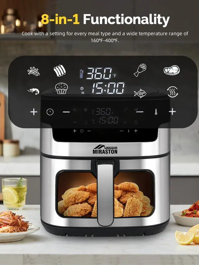 Alt view image 3 of 7 - 8.5QT Air Fryer, Family Size Digital Air Fryers, Nonstick Square Basket, Smart Touchscreen with 8-Preset, Air Frying, Reheat Leftovers, Party Food, Fast Cooking, Dishwasher-Safe, for Kitchen