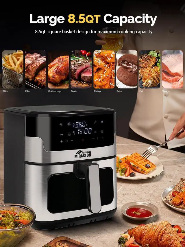 Alt view image 4 of 7 - 8.5QT Air Fryer, Family Size Digital Air Fryers, Nonstick Square Basket, Smart Touchscreen with 8-Preset, Air Frying, Reheat Leftovers, Party Food, Fast Cooking, Dishwasher-Safe, for Kitchen