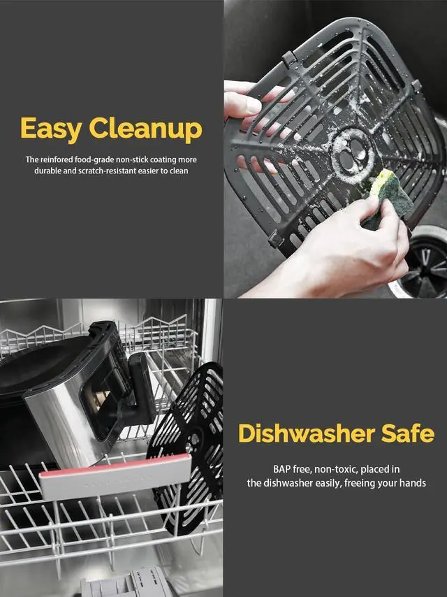 Alt view image 5 of 7 - 8.5QT Air Fryer, Family Size Digital Air Fryers, Nonstick Square Basket, Smart Touchscreen with 8-Preset, Air Frying, Reheat Leftovers, Party Food, Fast Cooking, Dishwasher-Safe, for Kitchen