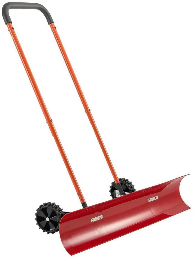Main image of 38-inch Snow Pusher Shovel with Wheels, Bi-Directional Heavy Duty Wheeled Push Snow Shovel for Driveway and Sidewalks with Angeled Blade
