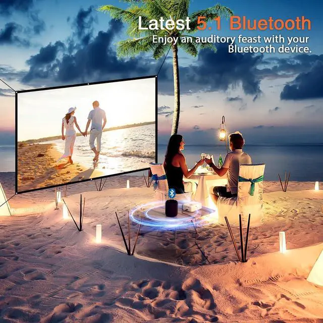 Alt view image 4 of 7 - Mini Projector,  1080P Full HD WiFi Bluetooth Portable Projector, Outdoor Home Theater Movie Video Projector, 50% Zoom, Compatible with HDMl, USB, AV, Smartphone (15000L)