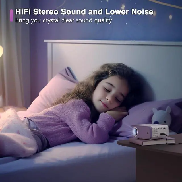 Alt view image 7 of 7 - Mini Projector,  1080P Full HD WiFi Bluetooth Portable Projector, Outdoor Home Theater Movie Video Projector, 50% Zoom, Compatible with HDMl, USB, AV, Smartphone (15000L)