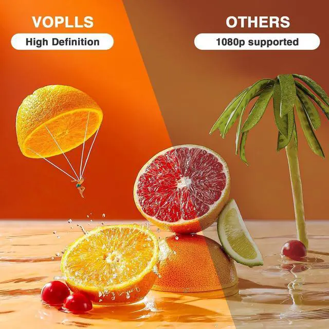 Alt view image 2 of 7 - Mini Projector,  1080P Full HD WiFi Bluetooth Portable Projector, Outdoor Home Theater Movie Video Projector, 50% Zoom, Compatible with HDMl, USB, AV, Smartphone (15000L)