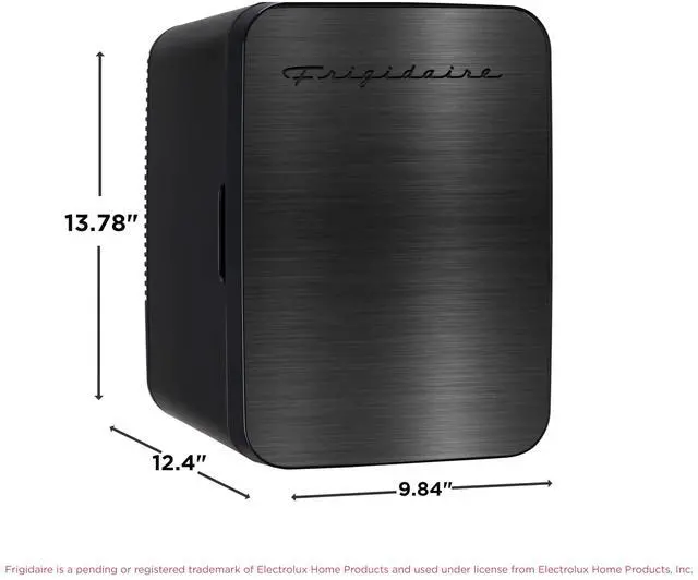 Alt view image 5 of 7 - Mini Personal Fridge Cooler, Countertop, Holds Up to 10L/15 Cans, Brushed Black Stainless Rugged Design, Portable for Skincare, Makeup, Car, Office, Bedroom, Dorm Room, or Cabin