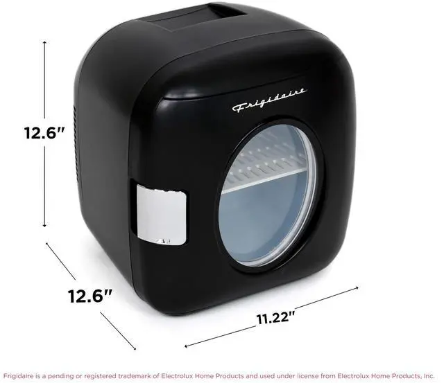 Alt view image 6 of 7 - Retro Mini Personal Fridge Cooler, Holds 9L or 12 Cans, Portable for Car, Office, Bedroom, Dorm Room, or Cabin, Features Plugs for Home Outlet & 12V Car Charger - 10"D x 7"W x 10.5"H,Black