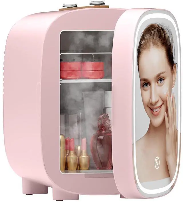 Main image of DF01A Skincare Fridge, With 3-Level Dimmable LED Light Mirror, Low Noise 4L Makeup Fridge for Skincare, Cooler & Warmer, Portable Design for Multiple Uses - Bedroom, Office, and Car