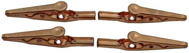 Alt view image 2 of 5 - Solid Copper Alligator Clips 4pc 2-inch Crocodile Jaw Soldering Heat Sink & DIY Electronics Test Clip Wire Connector Rated for 10 Amps (10a) & Up To 10 ga (10 awg) Wire