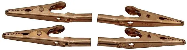 Alt view image 3 of 5 - Solid Copper Alligator Clips 4pc 2-inch Crocodile Jaw Soldering Heat Sink & DIY Electronics Test Clip Wire Connector Rated for 10 Amps (10a) & Up To 10 ga (10 awg) Wire