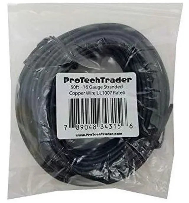 Alt view image 2 of 2 - 50ft 16 AWG Gauge - Stranded Solid Copper Wire -Tinned with Black PVC Insulation - UL1007 Rated 300V 80 - Electronics Hook-up Primary Power Coated for Corrosion Resistance, Easy Soldering or Crimping