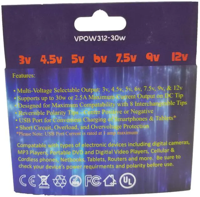 Alt view image 2 of 4 - 30w Universal Power Supply Reversible Polarity 3v-12v DC 30 watt 2.5 amp USB Port 8 Adapter Tips Center Tip Positive or Negative 5.5mm*2.5mm 5.0mm*2.1mm 3.5mm*1.35mm 4.0mm*1.7mm 2.35mm*0.7mm 1/8"