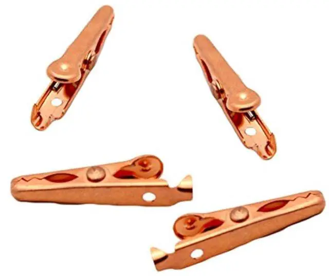 Alt view image 2 of 2 - ProTechTrader Solid Copper Alligator Clips (4 Pack) Crocodile Jaw Soldering Heat Sink & DIY Test Clip Wire Connector Rated for 5 Amps (5a) & Up to 12 ga (12awg) Wire