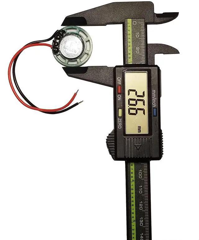 Alt view image 2 of 5 - 1in Speaker 26mm 8 ohm 1/4 Watt (0.25w) Nominal / 1/2 Watt (0.5 w) Maximum Power Output - Green Plastic Shell with 4 in (104 mm) Wires