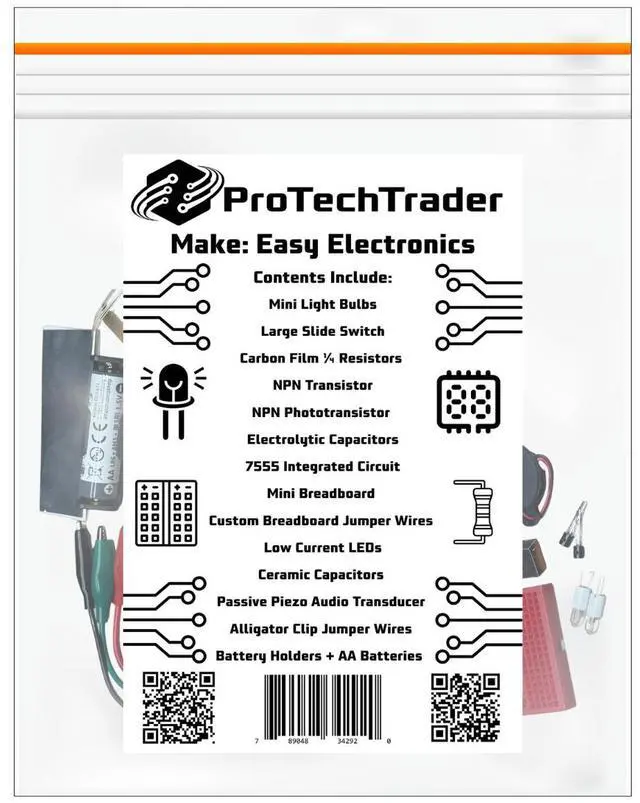 Main image of Make: Easy Electronics Component Pack - Learn Basic Electronics with no Tools for Easy Electronics by Charles Platt (Book Sold Separately) - STEM DIY Science Educational