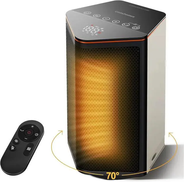 Main image of Portable Electric Heater with Thermostat - 1500W Space Heater for Indoor Use, 70° Oscillation, 5 Modes, 12H Timer, Quiet Small Heater for Office Bedroom Desk