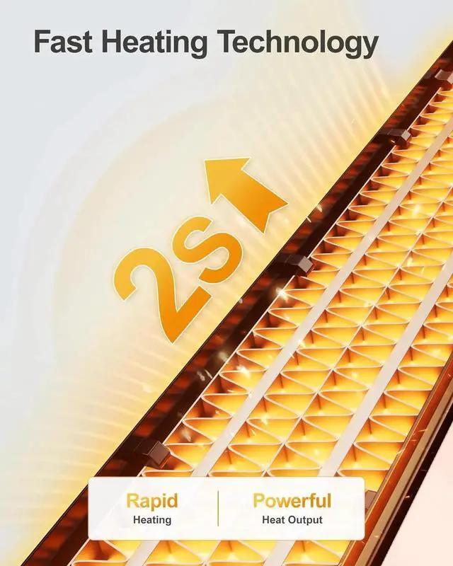 Alt view image 5 of 7 - Electric Heater for Indoor Use, 25'' Space Heater 1500W Graphene Tower Heater with 3 Heat Levels, 3 Modes, 120° Oscillation & Safety Protections, 12H Timer, Silver