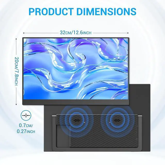 Alt view image 2 of 7 - 14 Inch Ultra-Slim IPS Portable Monitor | FHD 1920×1080P, Built-in Kickstand & Speakers | USB-C/HDMI Travel Monitor for Laptop, PC, Phone & Mac